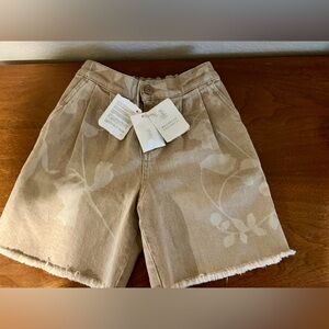 Brunello Cucinelli Beige Floral-Print Cotton Blend Shorts